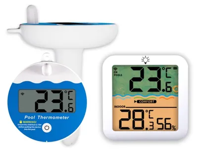 Productafbeelding van INF Draadloze zwembadthermometer met afstands-LCD, IP68 waterdicht, 100m bereik, binnen temperatuur- en vochtsensor