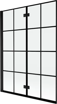 Zdjęcie produktu dla Mexen Mist parawan nawannowy 2-skrzydłowy lewy 130 x 150 cm, czarna kratka, czarny - 8A9-130-002-70-77-L