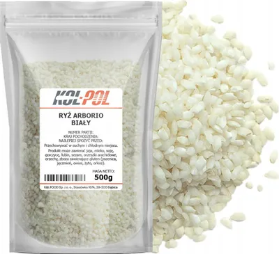 Zdjęcie produktu dla RYŻ ARBORIO 500g Naturalny biały ryż do risotto kremowy jakość Kol-Pol