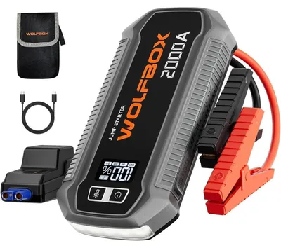 Immagine prodotto di Powerbank di avviamento Starthilfe da 2000A, 12V, per motori a benzina/diesel, con torcia LED e display LCD
