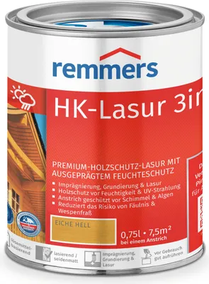 Produktbild von Remmers HK-Lasur 3in1 eiche hell (RC-365) 0,75 l, Holzlasur aussen