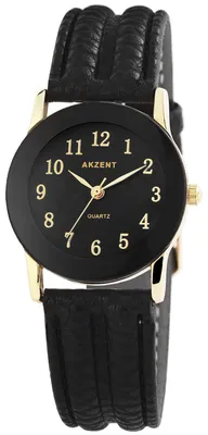 Produktbild von Akzent 1900273-001 Damenuhr mit Kunstlederarmband schwarz