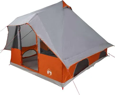 Produktbild von vidaXL Tipi Zelt mit Dach Grau und Orange 358 x 296 x 258 cm Taft