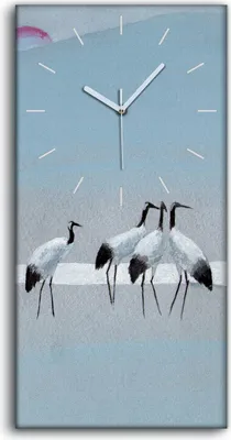 Produktbild von Wandbild Leinwand Bilder mit Uhr Geräuschlos 30x60 Malerei Tiere Vögel Kunst - weiße Hände