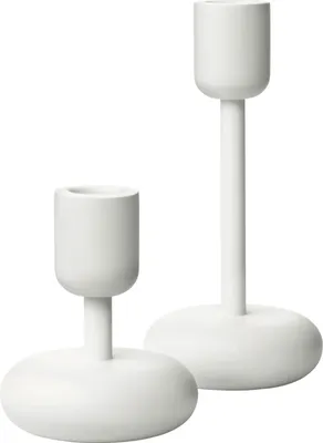 Produktbild von Iittala Nappula Kerzenhalter Set - 107 mm + 183 mm - Weiß - 2-teilig