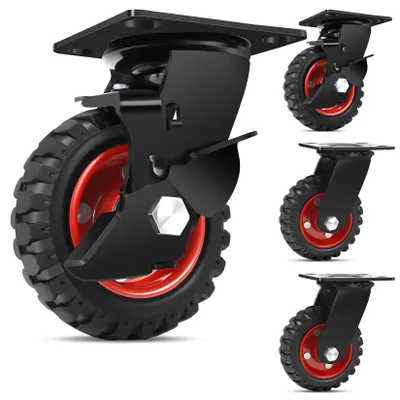 Productafbeelding van 125 mm massief rubber zware wielen, 360° zwenk- en bokwielen, draagvermogen 500 kg