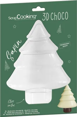 Produktbild von ScrapCooking – starre Form Schokolade Tannenbaum – 3D-Form für Schokoladenbäume – Zubehör zum Backen in Blisterverpackung – Wald Baum Dekoration – Wei