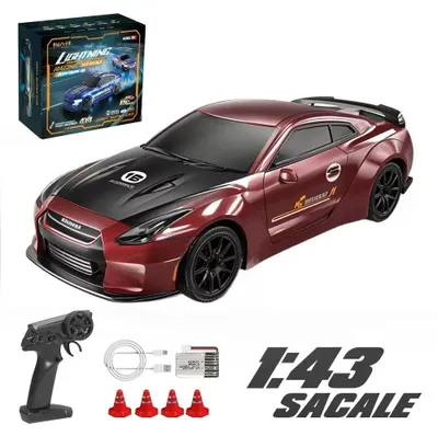 Produktbild von Mini RC-Drift-Auto im Maßstab ferngesteuertes 4WD-Rennauto mit Gyroskop, Beleuchtung und 2,4-GHz-Steuerung - Rot A
