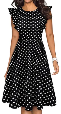 Produktbild von YATHON Lässiges A-Linie-Cocktailkleid für Damen, Retro-Stil, Rüschenarm, florale
