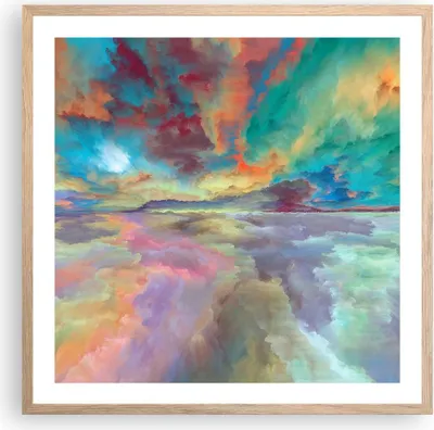 Produktbild von Gerahmtes Poster - Rahmen in heller Eiche - Abstraktion modern - 60x60 cm - Wand Bild - Wanddeko - Wandbilder - Wandposter - Bilderrahmen - Bilder - Kunstdruck - Wandbild - P2NAC60x60-4027