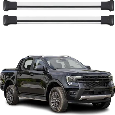 Image de Barres De Toit Transversales pour Ford Ranger 2022-2025 Alu Gris 2x