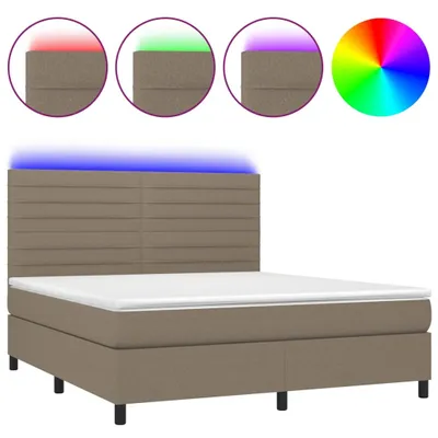 Produktbild von vidaXL Boxspringbett mit Matratze & LED Taupe 160x200 cm Stoff