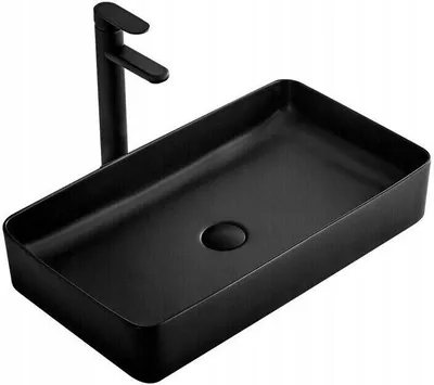 Produktbild von Badezimmer Waschbecken Arbeitsplatte Waschschüssel Rechteck 61x35cm Keramik; Schwarz