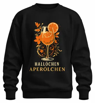 Productafbeelding van Hallo! Aperol Spritz, zomerdrank, cocktail met sinaasappellimoen, uni sweatshirt, trui, zwart, maat 3XL