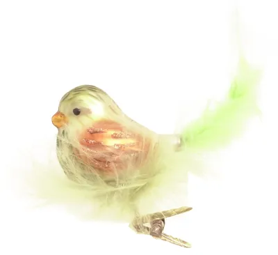 Glasvogel met verennest, matgrün, 15 cm, Weihnachtsbaum