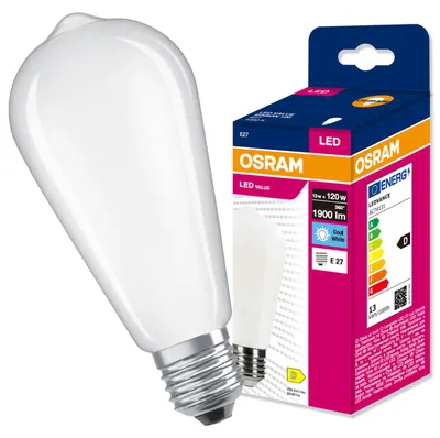 Produktbild von LED-Lampe E27, 13W = 120W, 1900lm, 4000K, neutralweiß, 300°, Edison-Filament, VALUE, Osram, KI-generiertes Bild