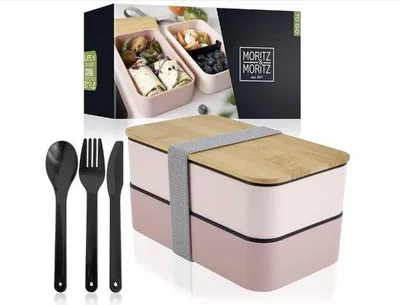 Immagine prodotto di Bento Box rosa, contenitore per il pranzo per bambini e adulti, contenitore per il pranzo con scomparti, compagno di viaggio