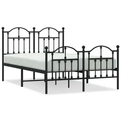 Zdjęcie produktu dla Metalowa Rama Łóżka Z Wezgłowiem I Zanóżkiem, Czarna, 120X200Cm Lumarko!