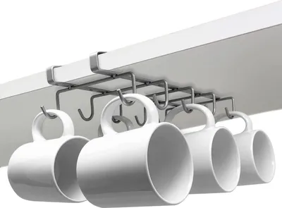 Produktbild von Joejis Tassenhalter Schrankeinsatz Silberne Tassen Aufbewahrung ideal als Becherhalter oder Becherständer Tassen aufhängen unter dem Regal