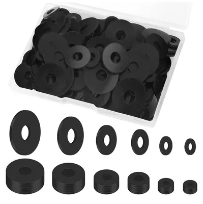 Productafbeelding van 150 stuks rubberen ringen, zwart, diameter 30/25/20/16/12/10,5 mm, platte rubberen afdichtingen, slijtvast, waterdicht