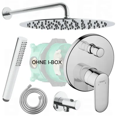 Produktbild von HANSGROHE VERNIS BLEND Brause Armatur | DEUSENFELD + BOFLER Unterputz Duschsset #50-O, Regendusche Ø30cm, Brausearm 42cm, Brauseset, verchromt