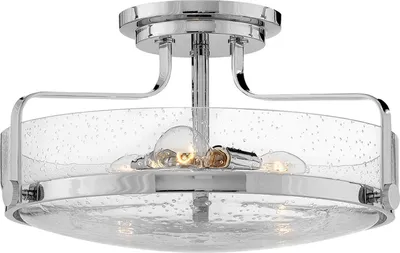 Produktbild von Deckenlampe Metall Glas Ø 45,6 cm Chrom poliert E27 3-flammig rund Jugendstil Deckenleuchte