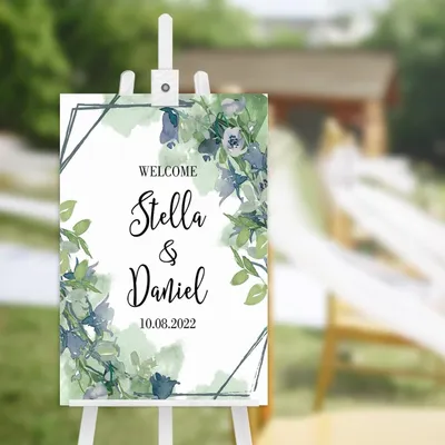 Productafbeelding van Houten Welkomstbord - Gepersonaliseerd Bord - Bruiloft Versieren - Aangepast Ontwerp - 45 x 30 cm - Groen