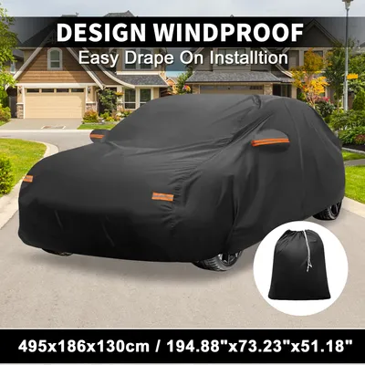 Image de Housse De Voiture Pour Hyundai Sonata Sedan 210D-Pu Housse De Voiture ExtšŠrieure Complššte Toutes Saisons ImpermšŠable Au Soleil š€ La Pluie Neige Fermeture šŠclair Conducteur Noir