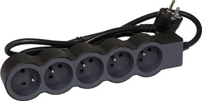 Image de Multiprise Filaire Compact, 5 Prises Noir, 3M