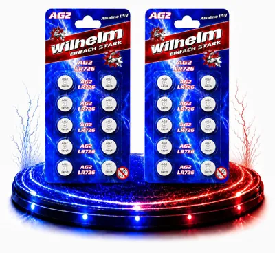 Produktbild von 20 x AG2 LR726 LR59 396 1,5V Wilhelm Batterie Knopfzelle Knopfbatterie Alkaline 7,8 x 2,6 mm…