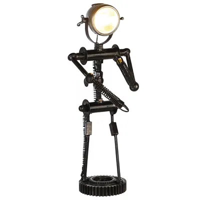 Obrázek produktu pro Stolní lampa Gilde, "Robot", motiv robota, železo, černá, VE 1, d. 20 cm, š. 30 cm, v. 82 cm 84050