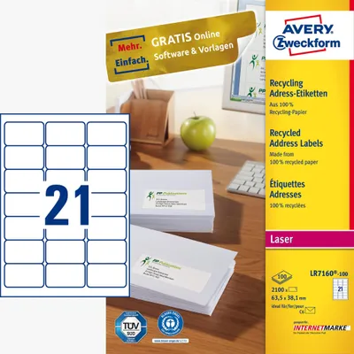 Produktbild von Avery QuickPEEL selbstklebendes Etikett Weiß 2100 Stück(e)
