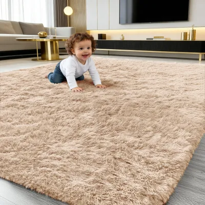 Immagine prodotto di Tappeto a pelo lungo, morbido, 160x220 cm, antiscivolo, ideale per il soggiorno