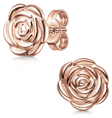 Produktbild von MATERIA Damen Ohrringe Stecker Rosen 925 Sterlingsilber Rosegold Blumen rund Ø11mm mit Box #SO-254