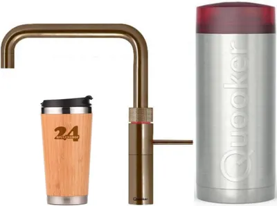 Obrázek produktu pro "QUOOKER FUSION Square COMBI+ B mosazná patina 100°C baterie (22+FSPTN)" Dřezová baterie s funkcí 100°C vroucí vody Včetně termohrnečku