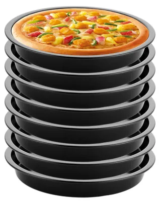Obrázek produktu pro Pizzové plechy o průměru 18 cm - sada 8 kusů - Forma na pečení - Uhlíková ocel - Nepřilnavý povrch - Odolná konstrukce