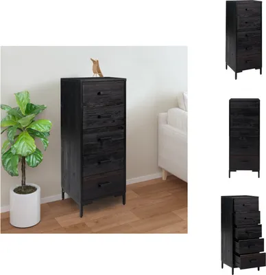 Productafbeelding van vidaXL Kommode, zwart, 42x35x110 cm, massief grenenhout - Kommode