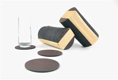Produktbild von Untersetzer FILZ, rund, D 10 cm, dunkelbraun meliert, gesteift, Packung mit 100 Stück