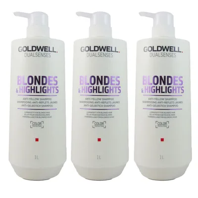 Obrázek produktu pro Goldwell Blondes & Highlights 3 x 1000 ml sada šamponů proti žloutnutí