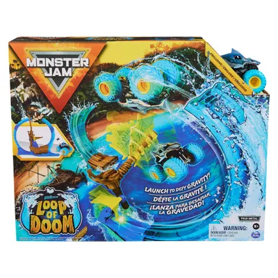 Produktbild von Monster Jam , Megalodon Loop of Doom Stunt-Spielset mit besonderem Monster Truck aus Metall im Maßstab 1:64, Kinderspielzeug für Jungen, Monstertruck- & Schienen-Set, 3 Jahr(e), Metall, Kunststoff, Mehrfarbig