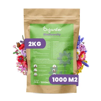 Obrázok produktu pre Zmes divokých kvetov Biodiverzita 2 kg = 1000 m² – 1000 druhov osiva na kvetinovú lúku, pastvina pre včely a hmyz, zmes kvetín do prírodnej záhrady – Organifer