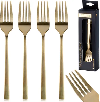 Zdjęcie produktu dla Widelczyki deserowe Gold ze stali nierdzewnej 4 szt.