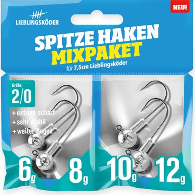 Produktbild von Lieblingsköder Spitze Haken Mixpaket 2/0 - 4 Jigköpfe