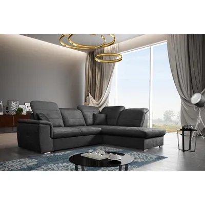 Produktbild von Ecksofa mit Schlaffunktion BERGAMO L, Ottomane rechts (Anthrazit- Viton 203)