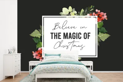 Produktbild von MuchoWow® Fototapete für Wohnzimmer oder Schlafzimmer Wandtapete Vinyl Motivtapete Zitat - Weihnachten - Magie - 360x240 cm - Vinyl-Tapete