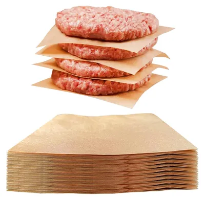 Produktbild von Antihaft-Burgerpapier – 500 Stück, 14 x 14 cm Backpapier für Burgerpressen, ideal für Smashburger, Burgerpresspapier