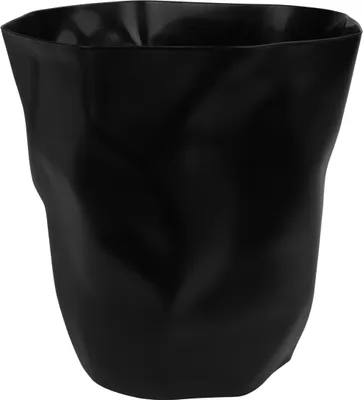Produktbild von QUVIO Mülleimer - Abfalleimer - Papierkorb - Knitterdesign - Design - Rund - Kunststoff - Schwarz - 25,5 x 25,5 x 27 cm