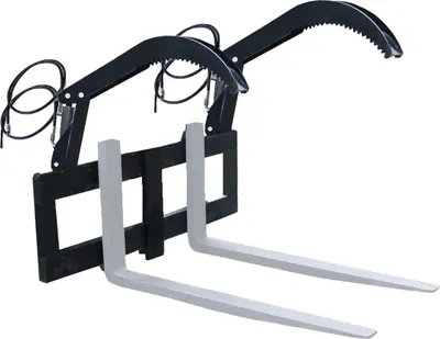 Zdjęcie produktu dla Wózek widłowy 140 cm FEM2 Euro + 2x chwytak do kłód zestaw hydrauliczny podwójny chwytak