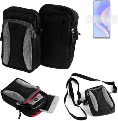 Produktbild von K-S-Trade Holster Schutz Hülle kompatibel mit Huawei Enjoy 50 Pro Handy Hülle Gürteltasche Umhängetasche mit Zusatzfach schwarz