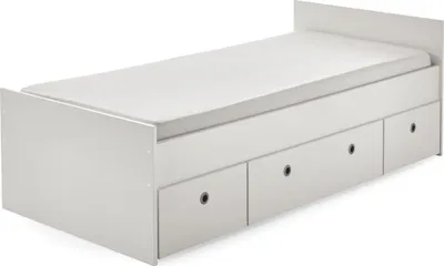 Produktbild von Jugendbett NIZZA mit 3 Rollkästen, davon einer als Nachtschrank nutzbar, und Kopf- und Fußteil